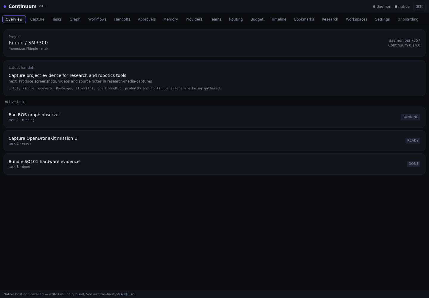 Continuum Extension, browser-native agent context panel
