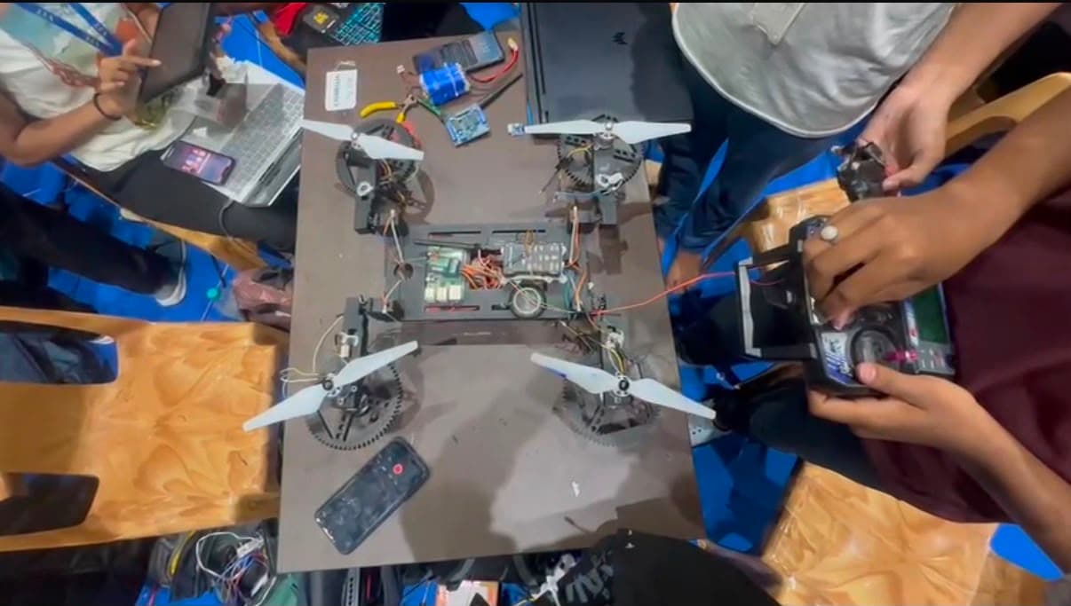 Transformation Drone — flight mode, arms deployed