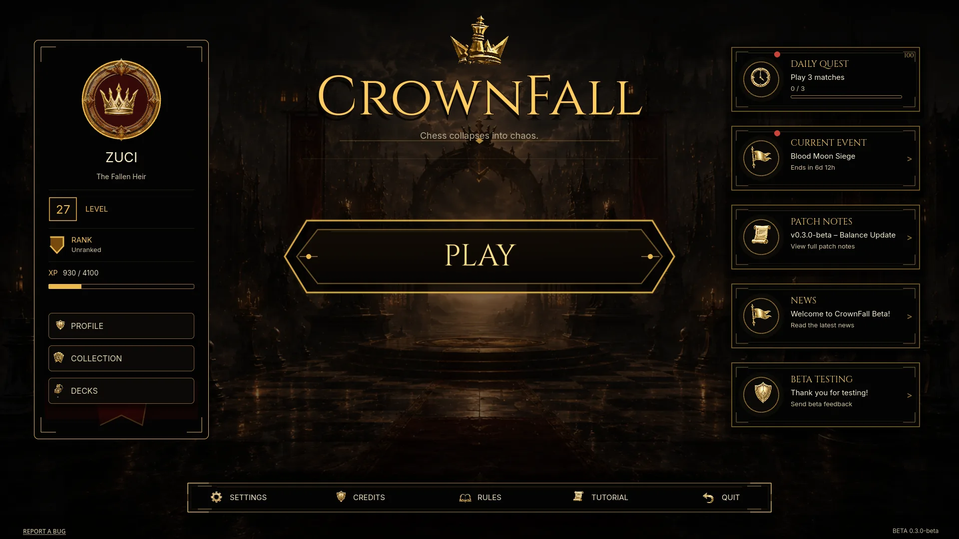 Main menu